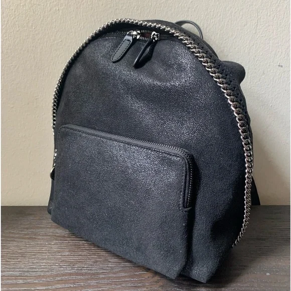 Stella McCartney Mini Falabella Front Zip Backpack Mini Stella McCartney Black Quilted Faux Leather Falabella Mini  main image 4